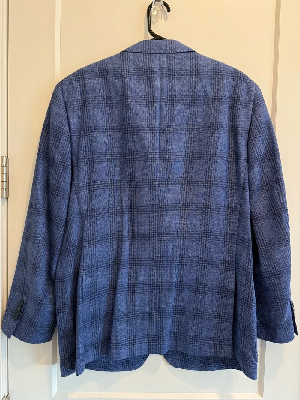 Paul Betenly Men's Blue Plaid Sport Coat 50% Cotton 50% Linen - Size 44R